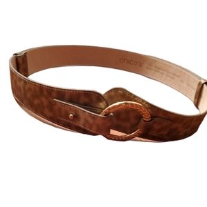 Chicos Leopard Print Belt Gold Ring